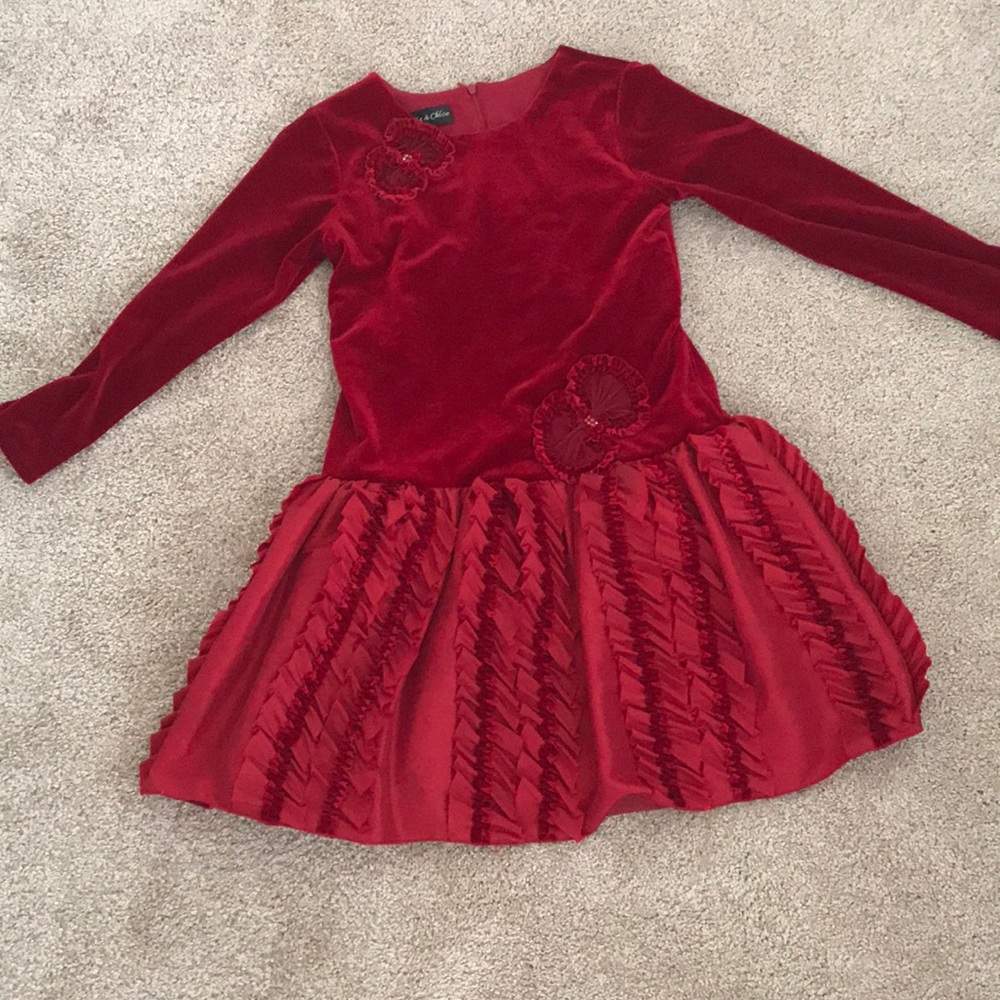Red velvet girls dress